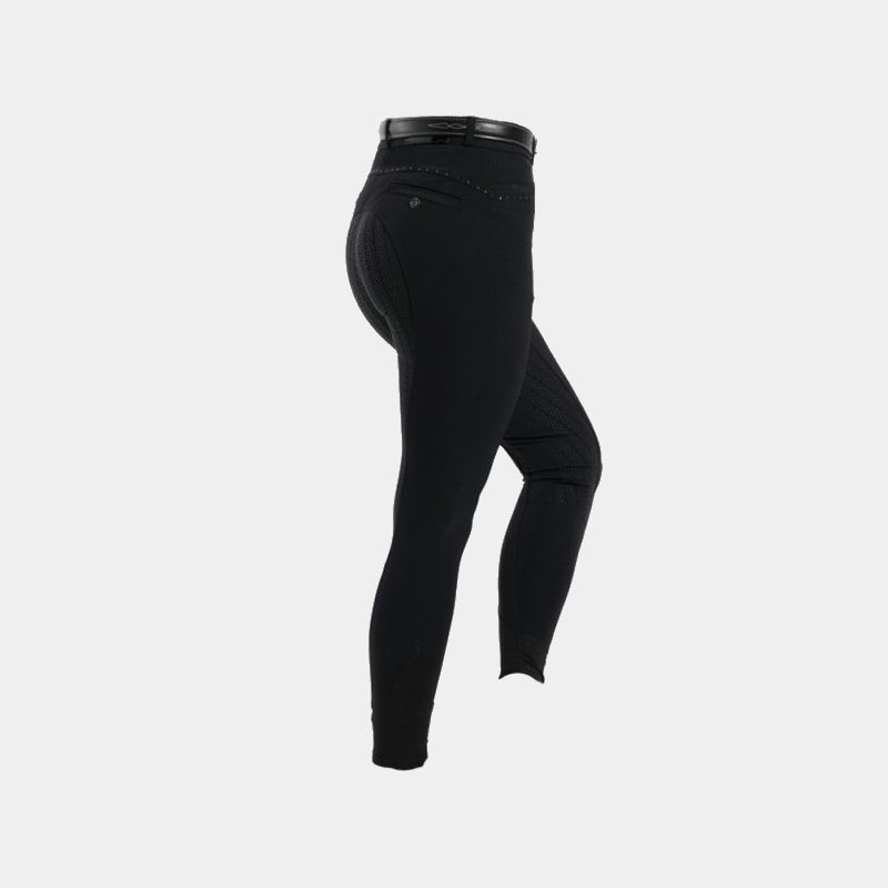 Equithème - Pantalon d'équitation full grip enfant Safir noir/ bleu | - Ohlala