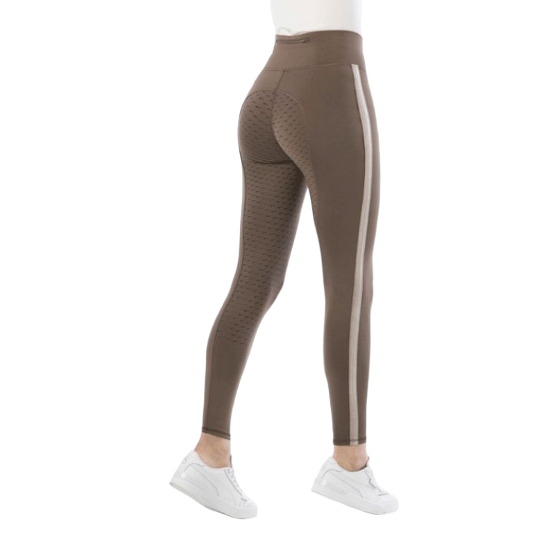 Equithème - Women's silicone-bottomed riding leggings Violet taupe