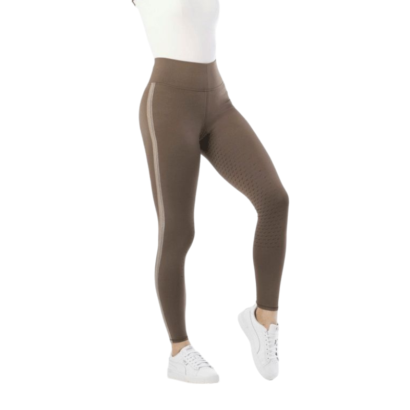 Equithème - Women's silicone-bottomed riding leggings Violet taupe