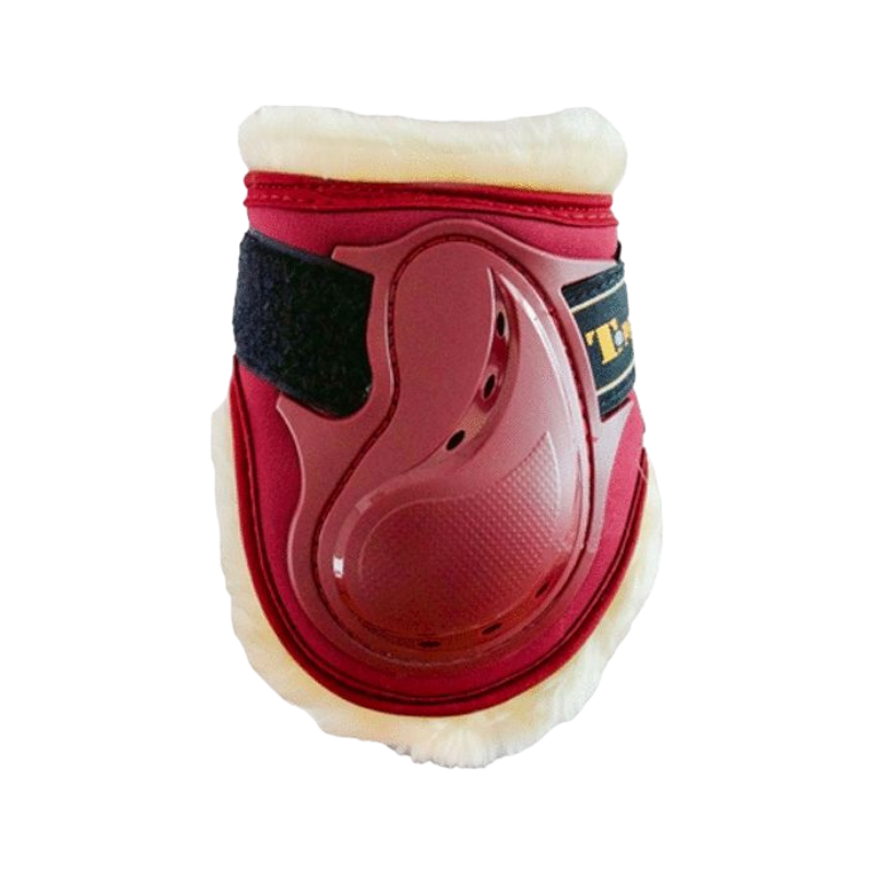 TdeT - Design fetlock guard lined in burgundy synthetic sheepskin