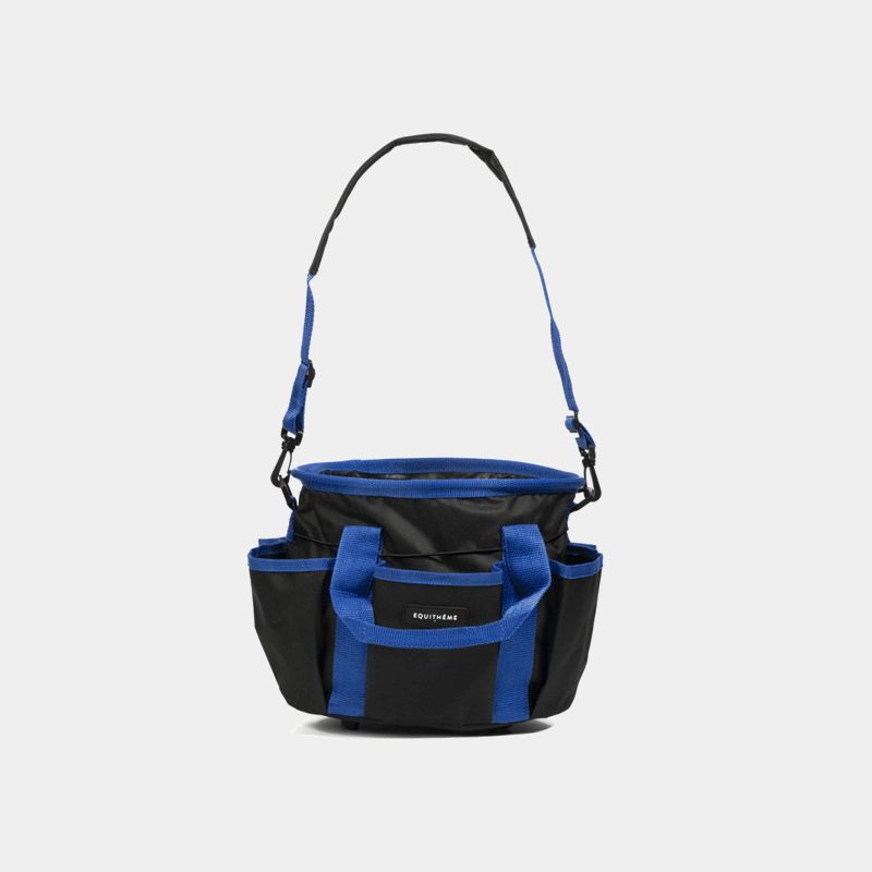 Equithème - Sac de pansage multipoches noir/bleu | - Ohlala