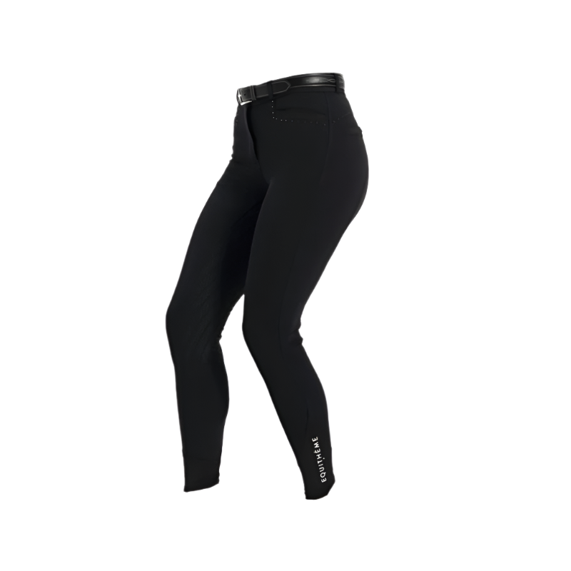 Equithème - Pantalon d'équitation fille Safir noir/ bleu