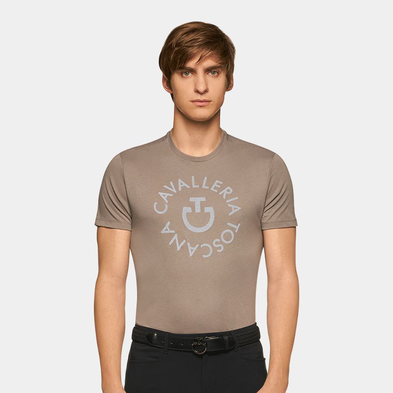 Cavalleria Toscana - T-shirt à col rond homme Orbit Sand Grey | - Ohlala