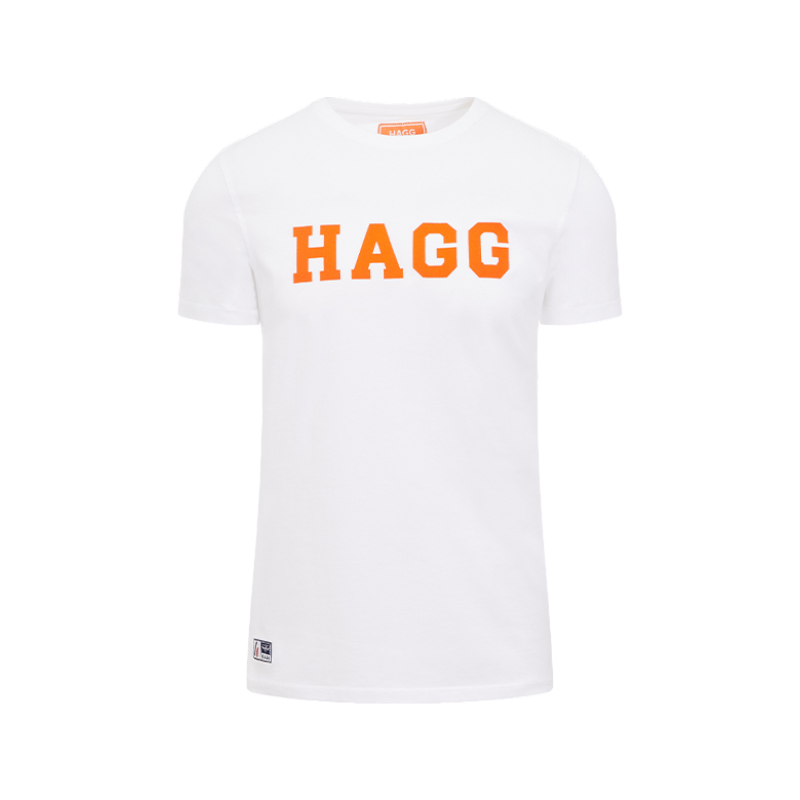 Hagg - Men's short-sleeved t-shirt white/orange
