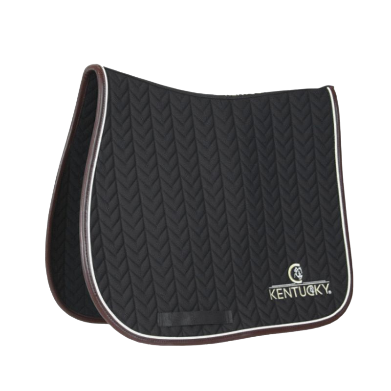 Kentucky Horsewear - Tapis de selle Fishbone noir cuir | - Ohlala