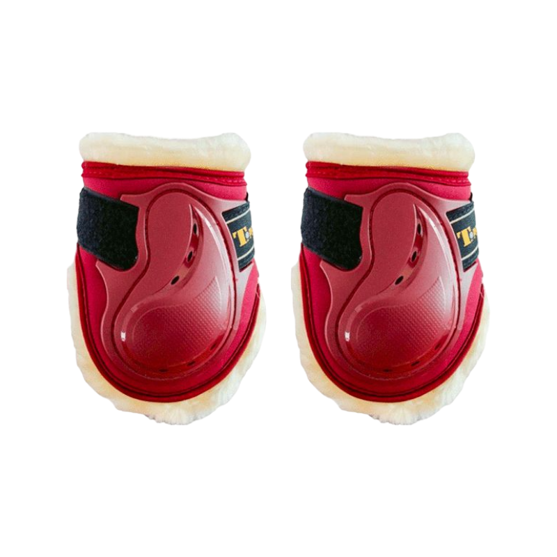 TdeT - Design fetlock guard lined in burgundy synthetic sheepskin