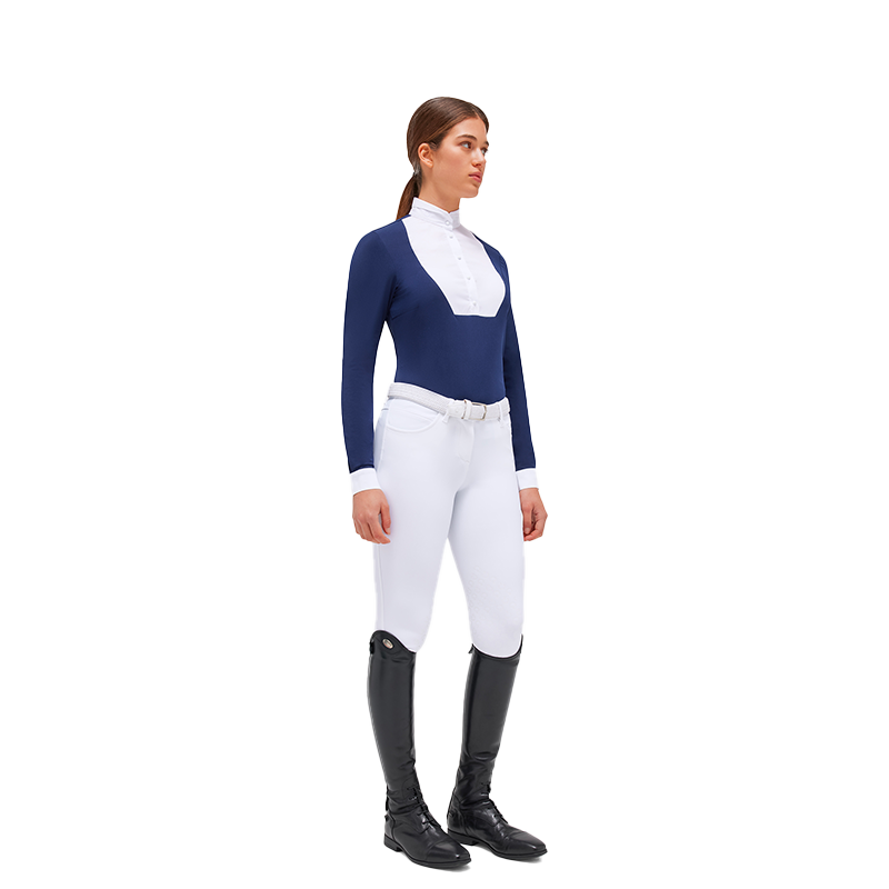 Cavalleria Toscana - Polo manches longues femme jersey bleu royal | - Ohlala