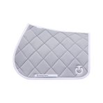 Cavalleria Toscana - Tapis de selle Diamond Quilted Jersey light grey et blanc | - Ohlala