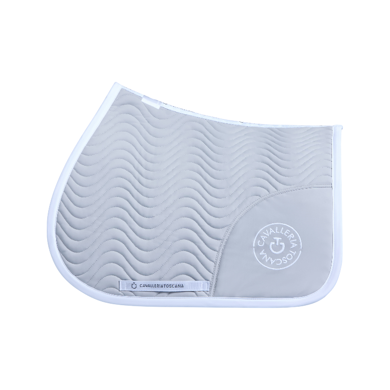 Cavalleria Toscana - Tapis de selle Double Orbit Wave Quilted light grey et blanc | - Ohlala