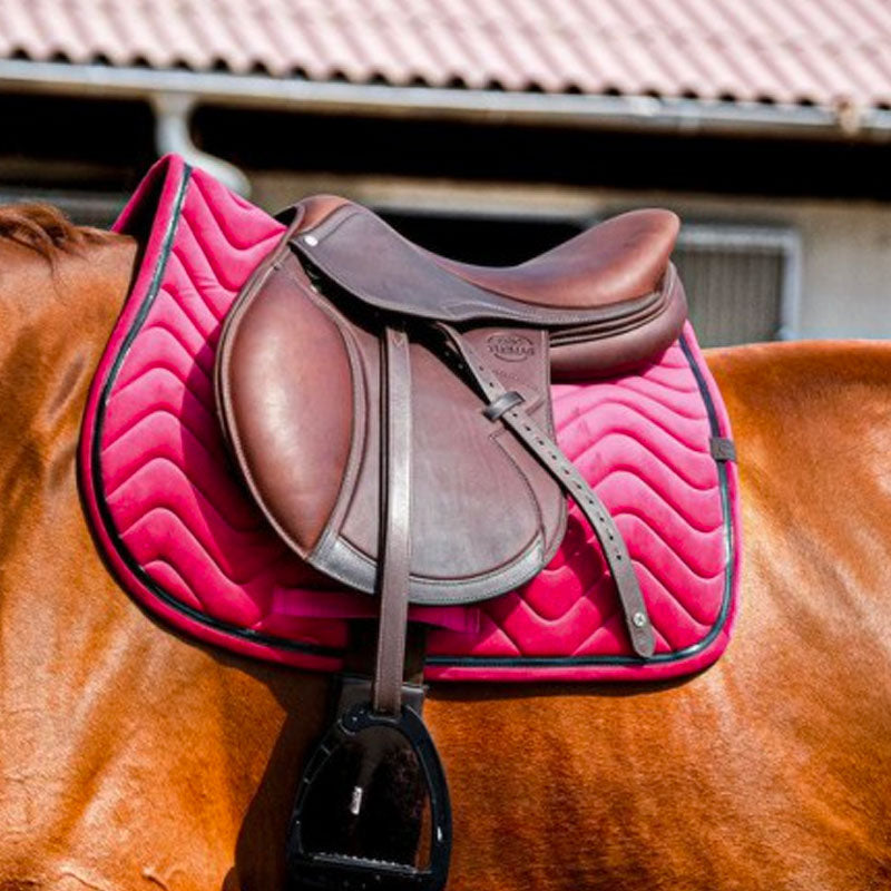 Equithème - Tapis de selle Glossy framboise | - Ohlala