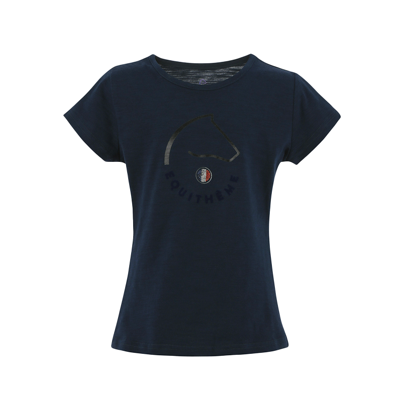 Equithème - T-shirt à manches courtes enfant Claire marine | - Ohlala