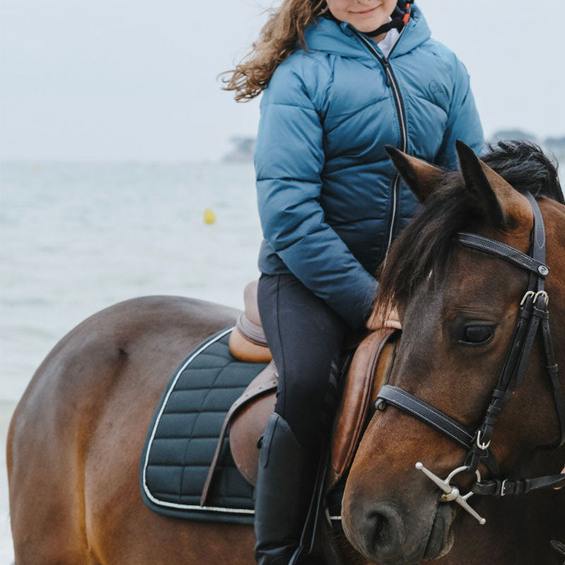 Equithème - Veste manches longues matelassée junior Laura turquoise | - Ohlala