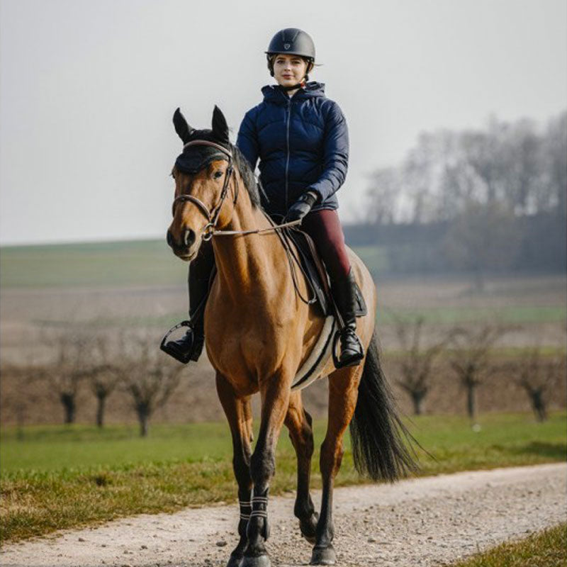 Equithème - Manteau matelassé à capuche femme Laura marine | - Ohlala