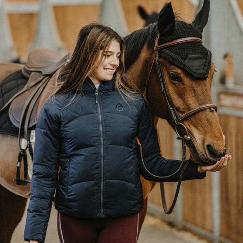 Equithème - Manteau matelassé à capuche femme Laura marine | - Ohlala