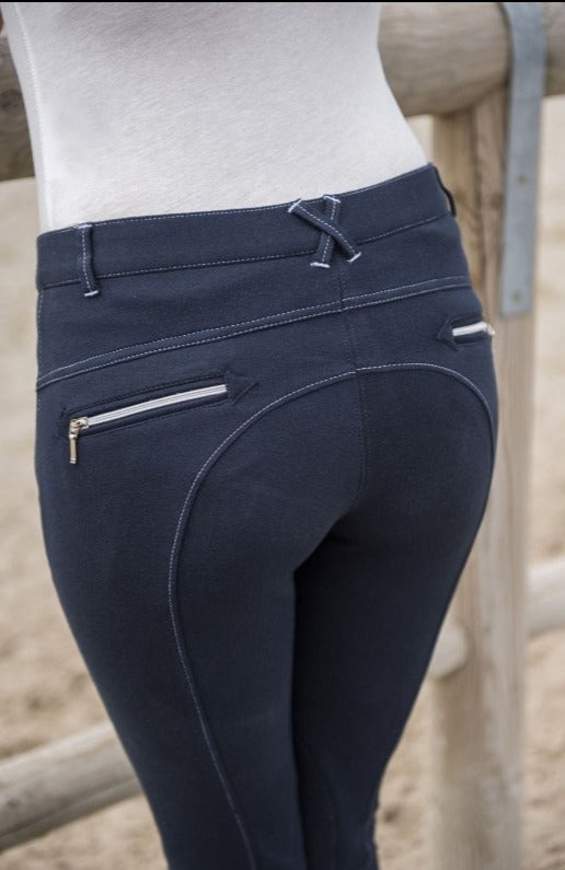 Equithème - Pantalon d'équitation Zipper enfant marine | - Ohlala