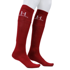 Harcour - Chaussettes d'équitation Badminton rouge rubis | - Ohlala