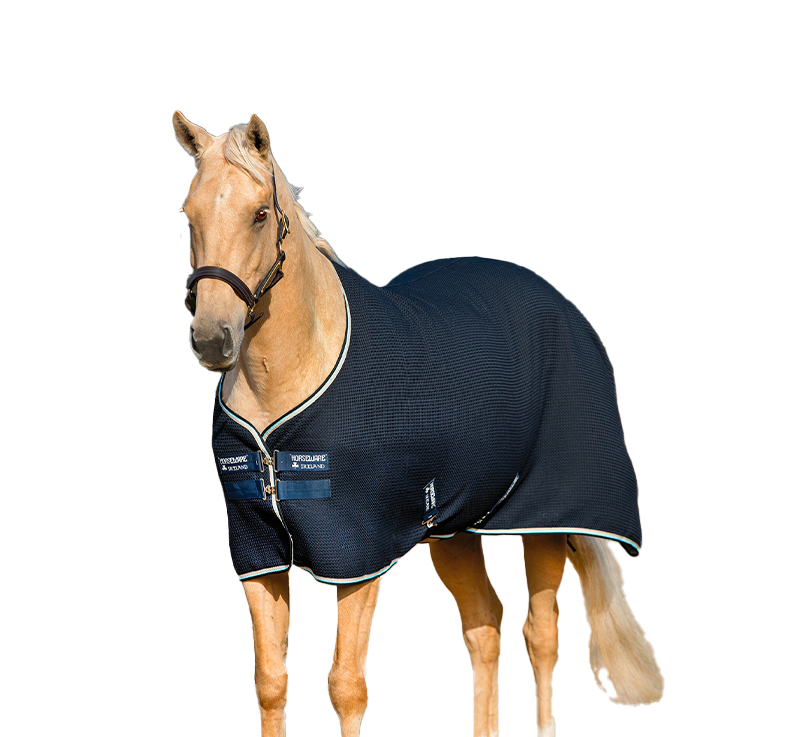 Horseware - Chemise séchante Rambo Techni-Waffle Cooler beige/ bleu/ marine | - Ohlala