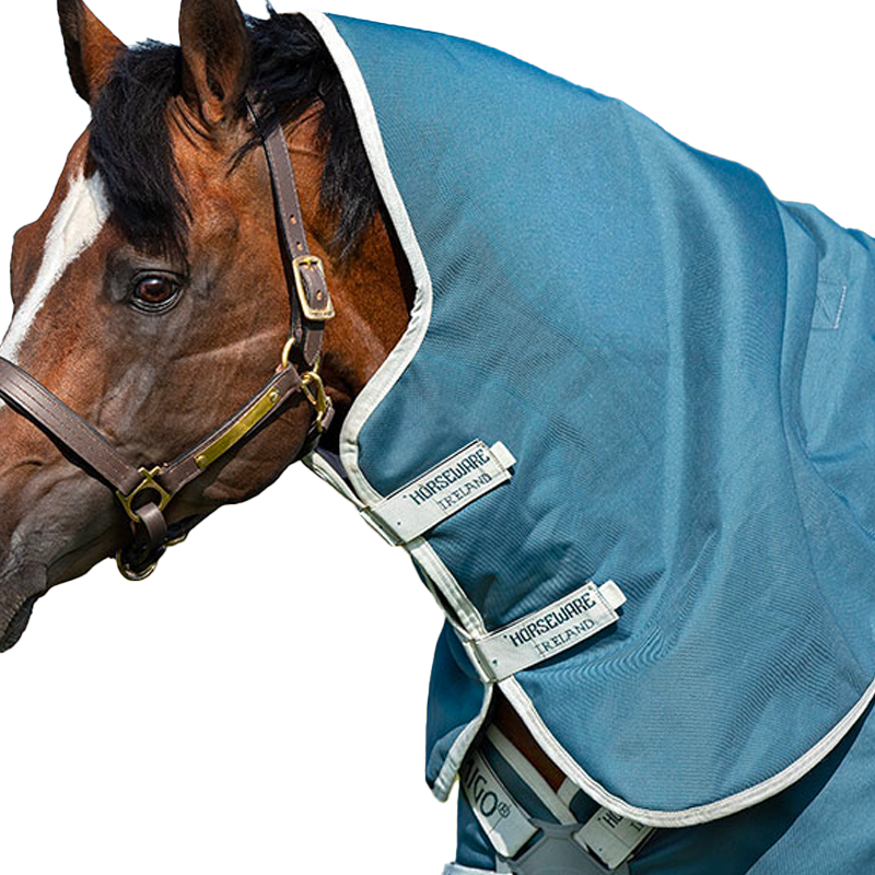 Horseware - Couverture d'extérieur Ameco Bravo 12+ cheval avec couvre-cou bleu 250g | - Ohlala