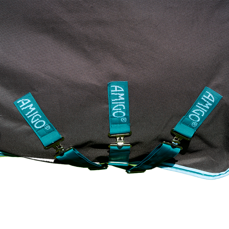 Horseware - Couverture d'extérieur Amigo Bravo 12 plus Disque avec couvre cou bleu/ turquoise 250g | - Ohlala