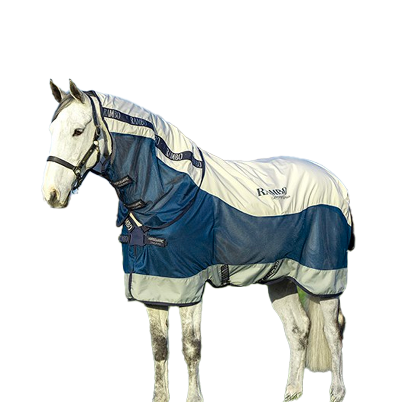 Horseware - Couverture d'extérieur Rambo Summer Series marine/ gris 100g | - Ohlala