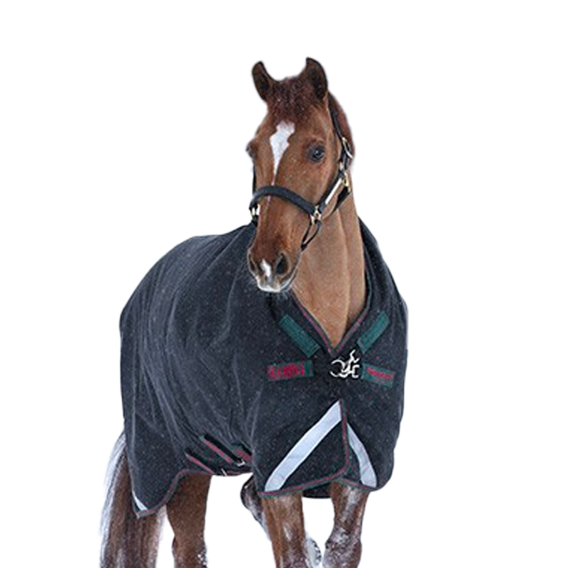 Horseware - Couverture d'extérieur Rambo Wug encolure montante Turnout noir/ vert/ rouge 400g | - Ohlala