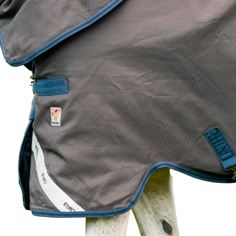 Horseware - Couverture d'extérieur Rhino plus HexStop gris/ indigo/ marine 250g | - Ohlala