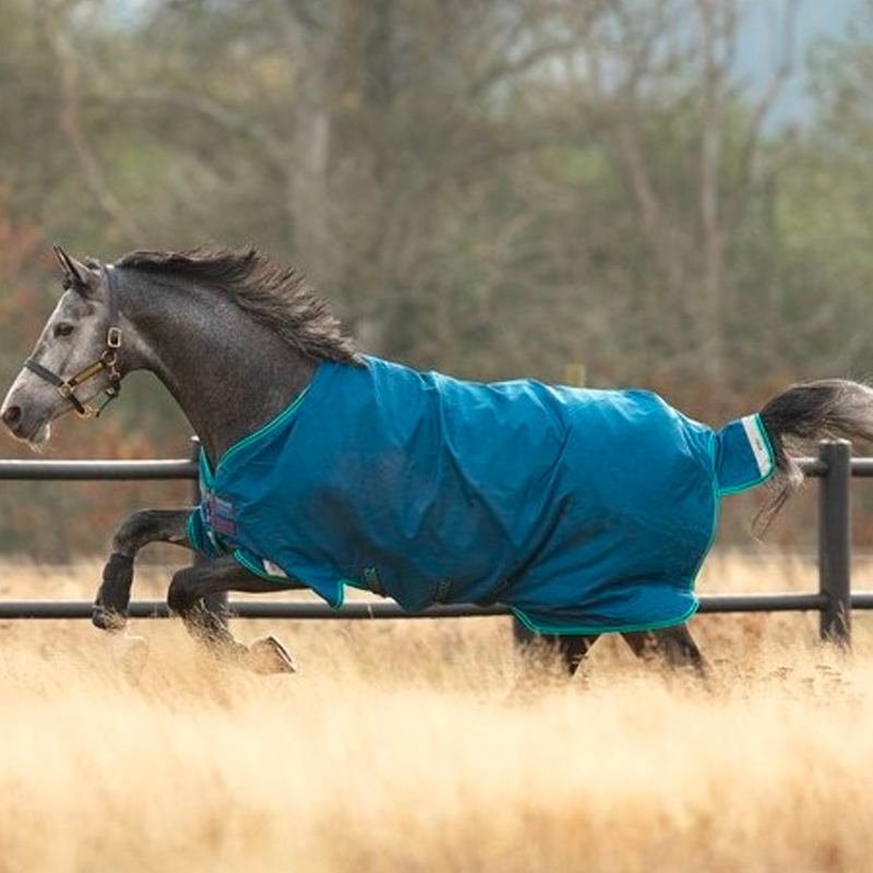 Horseware - Couverture d'extérieur imperméable Rhino Original Turnout Lite marine/ turquoise/ gris 0g | - Ohlala