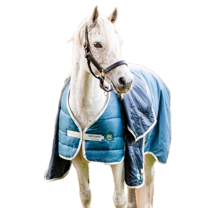 Horseware - Sous-couverture Ecolin bleu canard/ gris 200g | - Ohlala