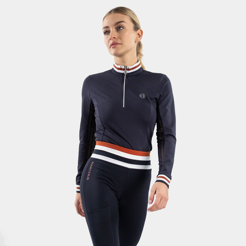 Harcour - Polo technique manches longues femme Penny marine | - Ohlala