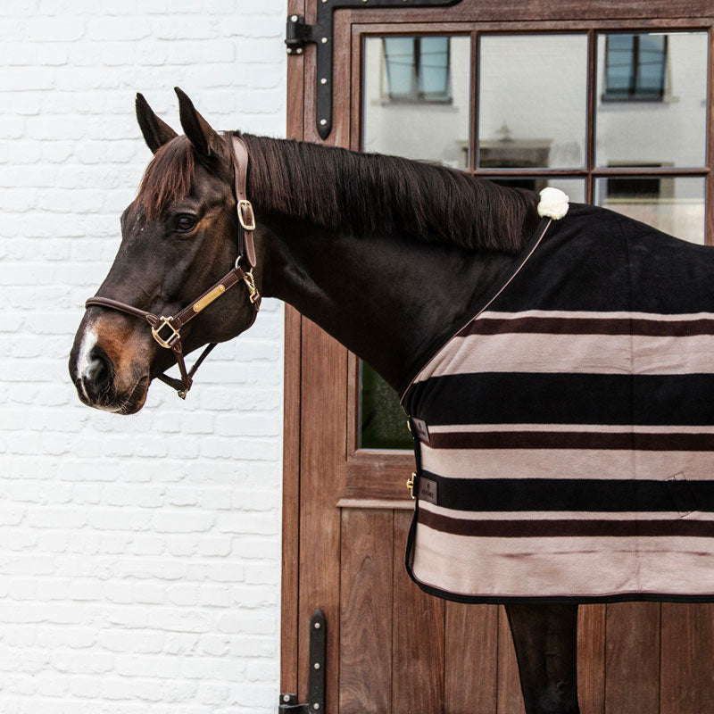 Kentucky Horsewear - Chemise séchante Fleece Heavy stripes marron/ beige | - Ohlala