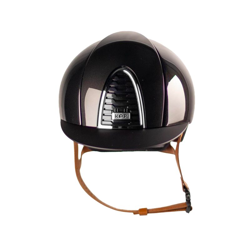 KEP - Casque d'équitation Cromo 2.0 Shine black visière standard jugulaire beige | - Ohlala