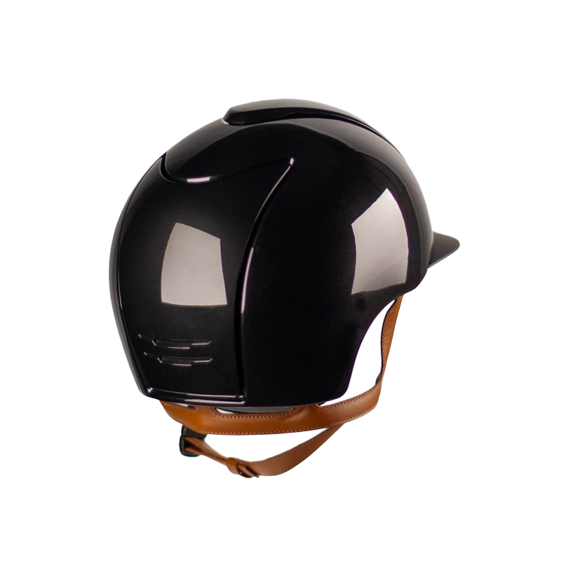 KEP - Casque d'équitation Cromo 2.0 Shine black visière standard jugulaire beige | - Ohlala