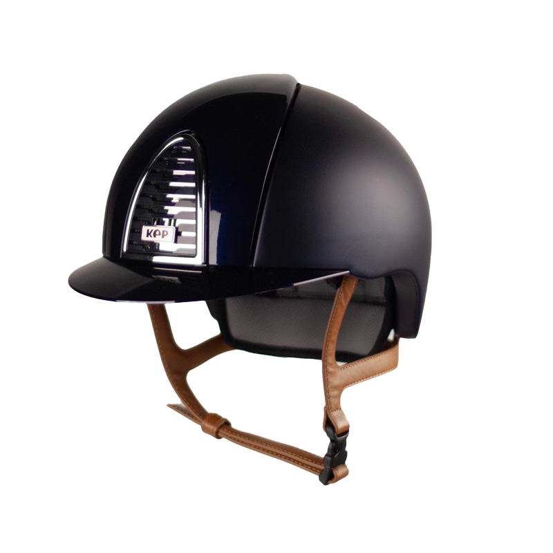 KEP - Casque d'équitation Cromo 2.0 Textile Polish blue visière standard jugulaire beige | - Ohlala