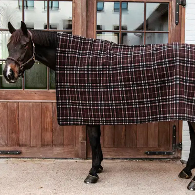Kentucky Horsewear - Couverture Séchante carré heavy carreaux brun | - Ohlala