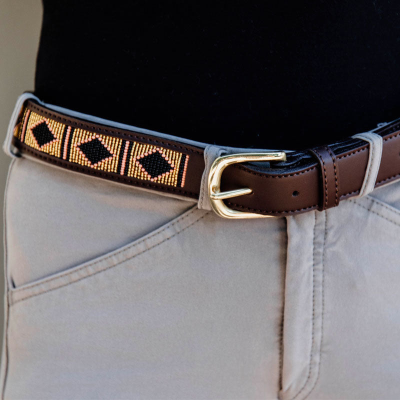 Kentucky Horsewear - Ceinture perles faites mains or | - Ohlala