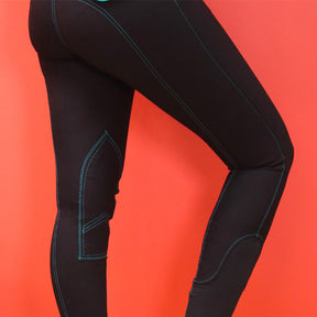 Equithème - Pantalon d'équitation femme verona noir/ turquoise | - Ohlala
