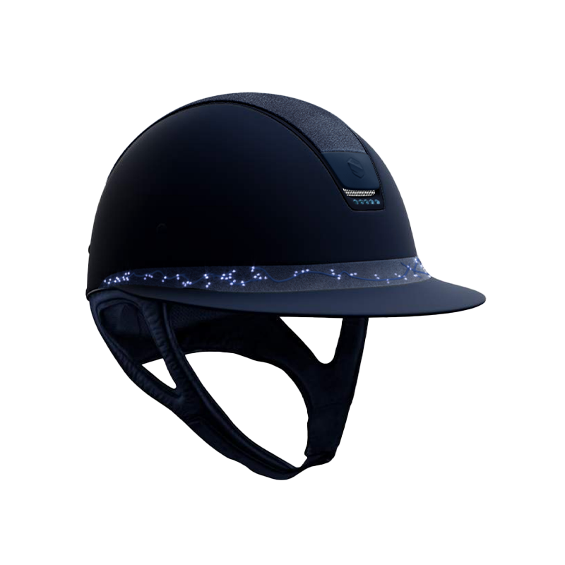 Samshield - Casque d'équitation Miss Shield Paint matt bleu Alcantara bleu bande Crystal Leaf bleu 5 Swaroski bleu | - Ohlala