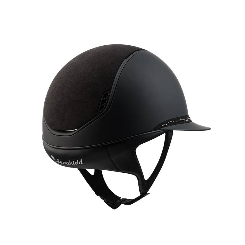 Samshield - Casque d'équitation Miss Shield  2.0 Shadowmatt noir  Alcantara Flower Swaroski noir | - Ohlala