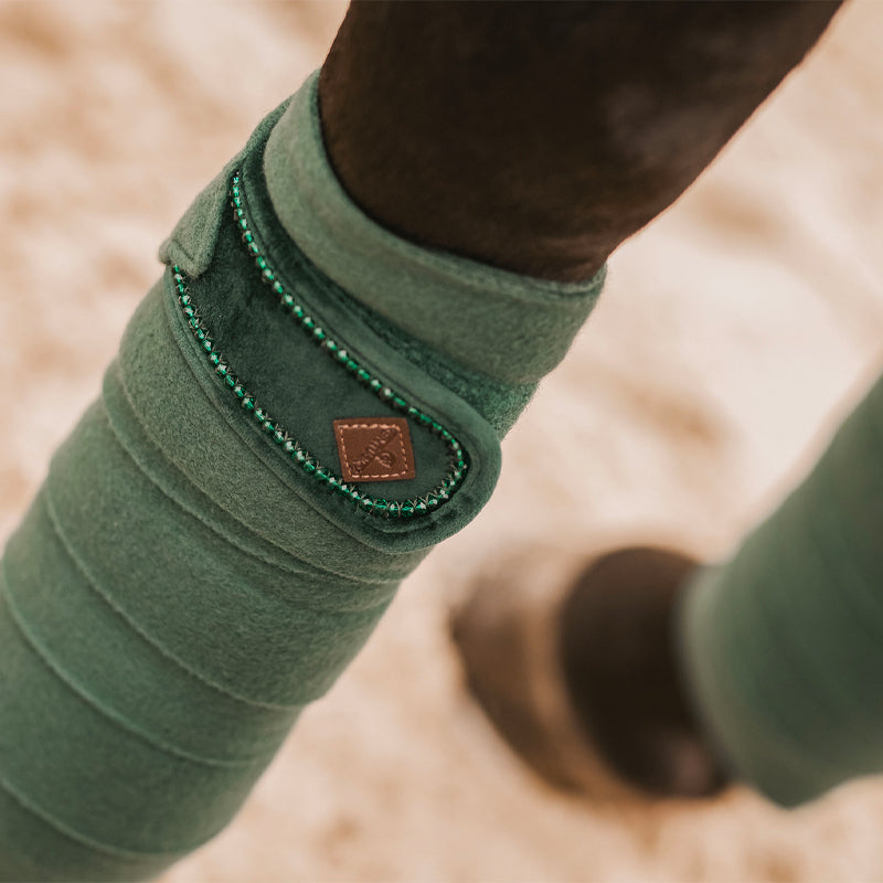 Kentucky Horsewear - Bandes de polo Velvet Pearls vert sapin (x4) | - Ohlala