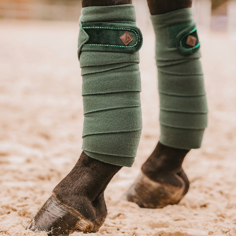 Kentucky Horsewear - Bandes de polo Velvet Pearls vert sapin (x4) | - Ohlala