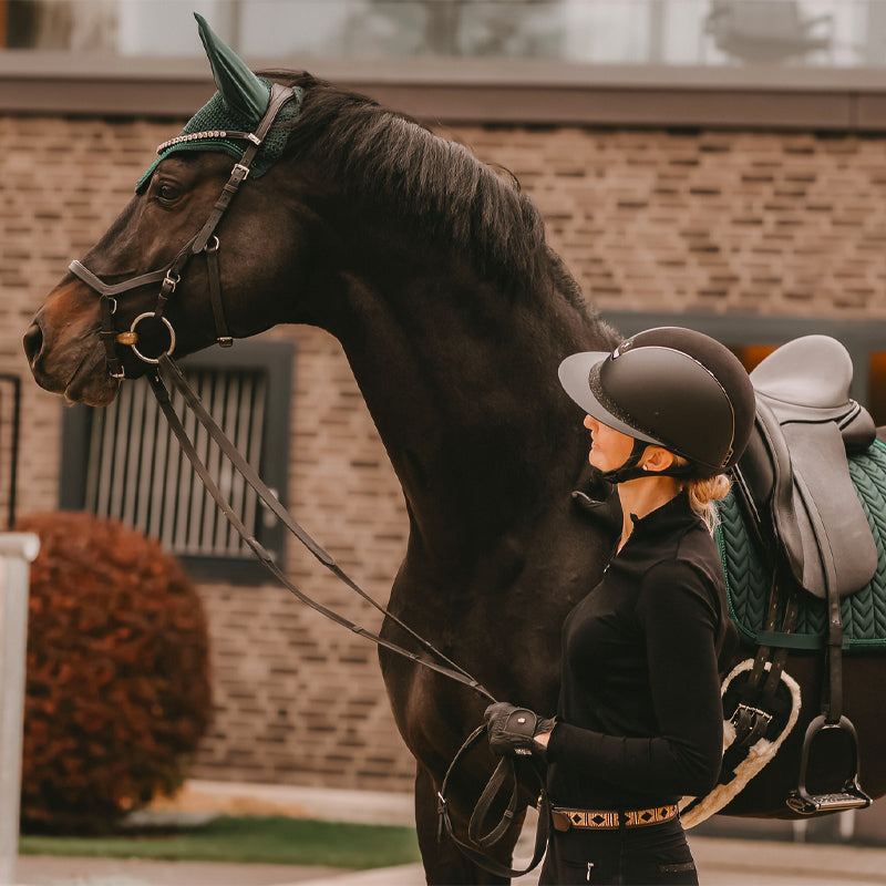 Kentucky Horsewear - Bonnet Wellington Velvet pearls vert sapin | - Ohlala