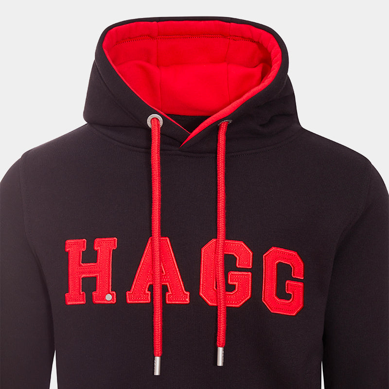 Hagg - Sweat à capuche homme noir/ rouge | - Ohlala