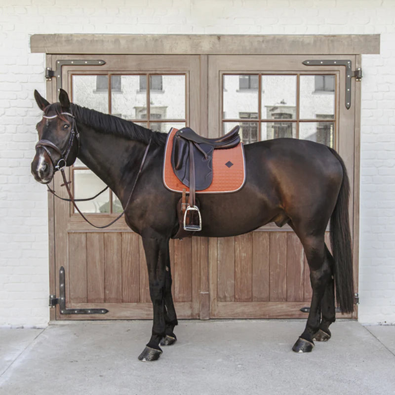 Kentucky Horsewear - Tapis de selle classic cuir dressage orange | - Ohlala