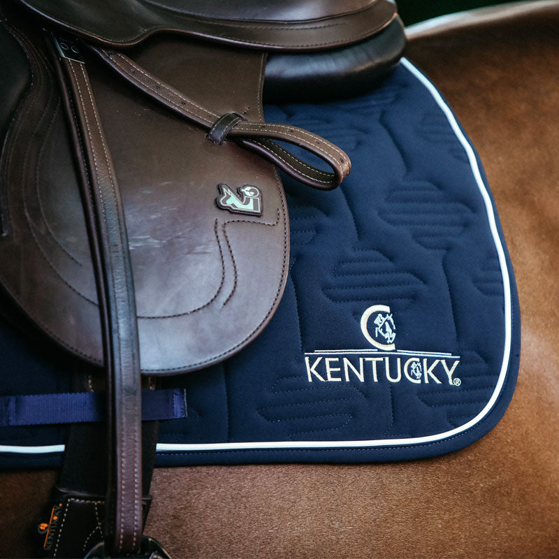 Kentucky Horsewear - Tapis de selle color edition cuir logo marine | - Ohlala