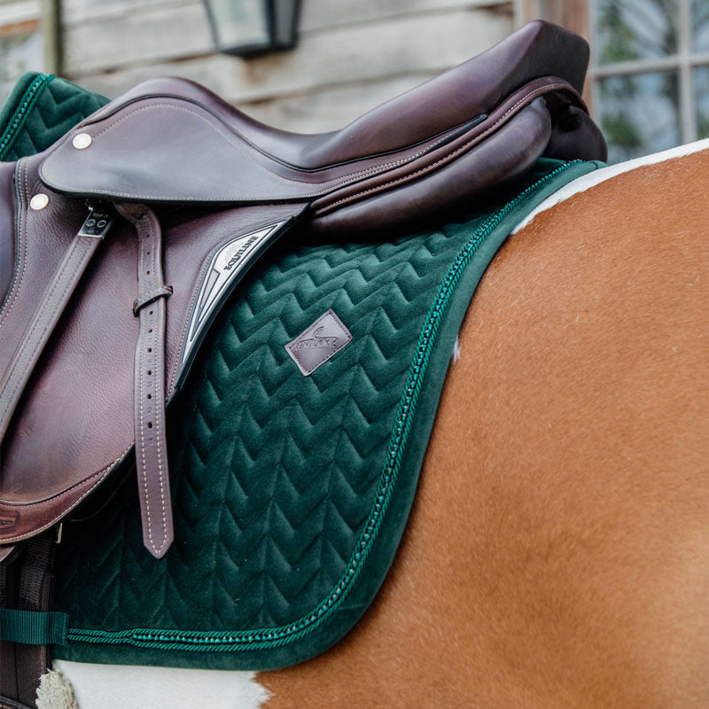 Kentucky Horsewear - Tapis de selle Velvet Pearls vert sapin | - Ohlala